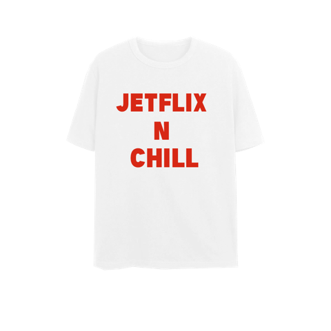 White  ‘Jetflix N Chill’ Graphic Print T-Shirt