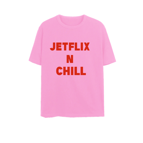 Pink 'Jetflix N Chill’ Graphic Print T-Shirt